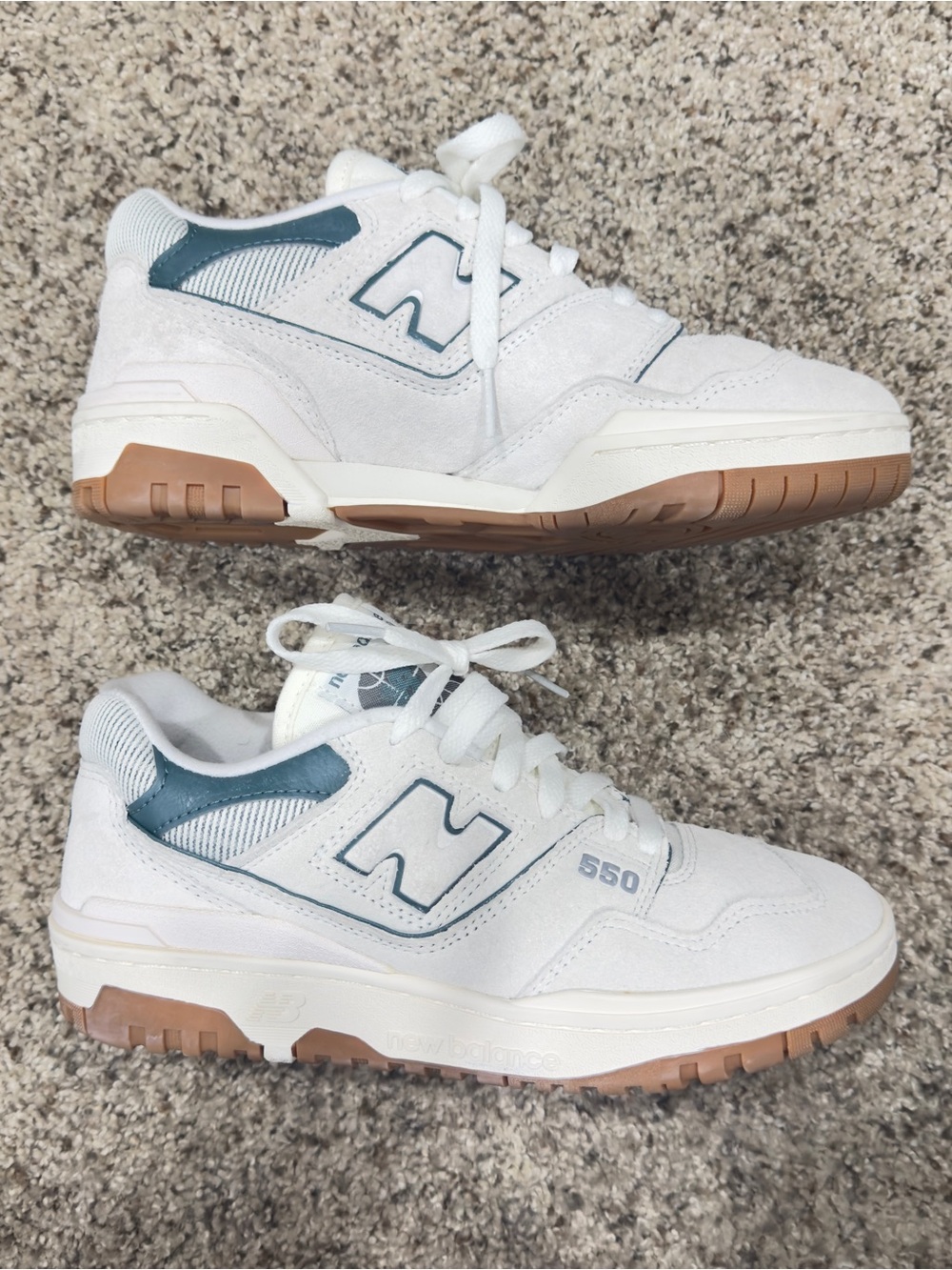 New Balance 550 White Sneakers with Teal
